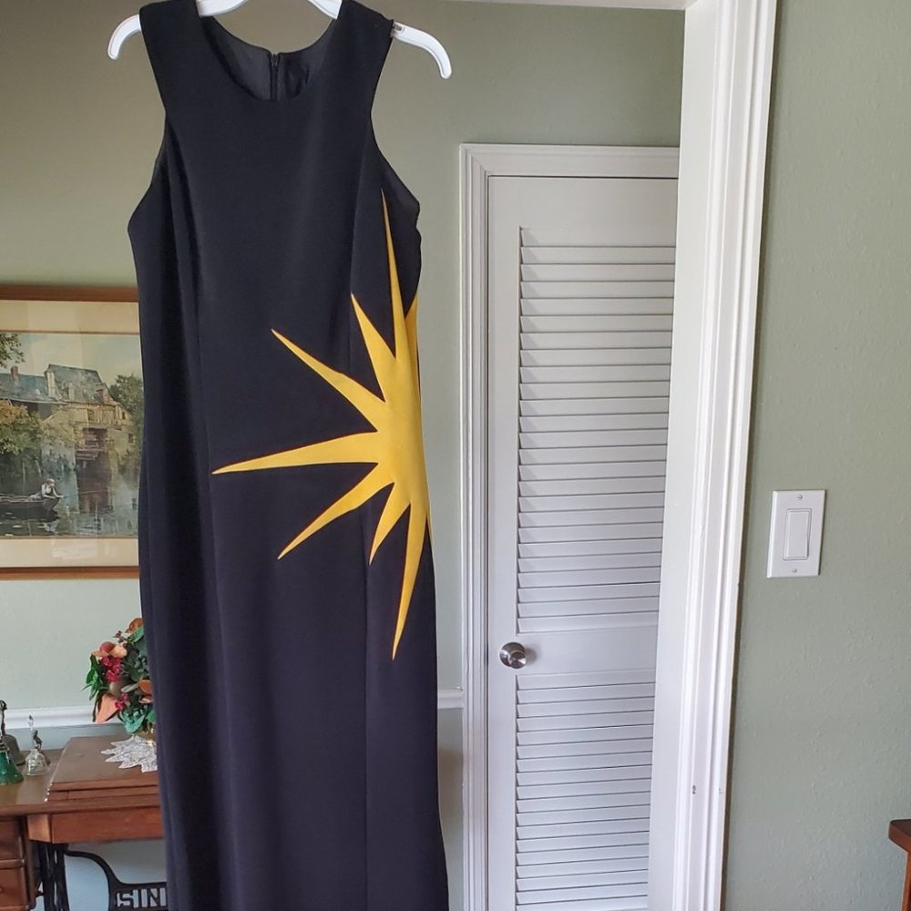 Vintage 80's black with sunburst maxi dress - Picture 3 of 9